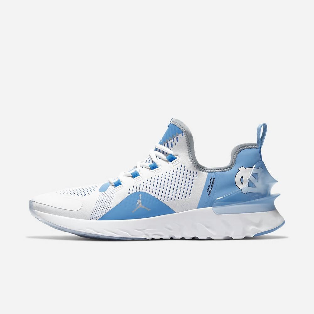 Chaussure De Running Nike Jordan React Havoc UNC Blanche 9546-012 White/University Blue/Light Solar Flare Heather/Metallic Silver Homme | LLT-00835485